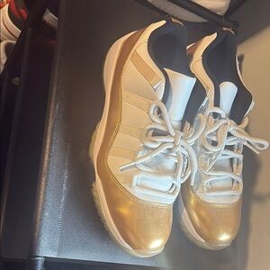 Jordan White and Gold Sneakers